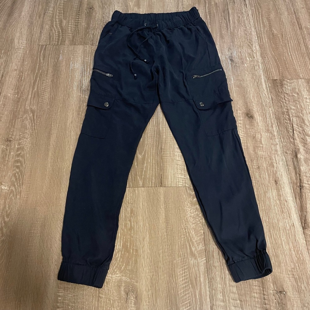 Banana Republic Womens Jogger XXS Navy Blue Tencel Cargo Utility Ankle Pants